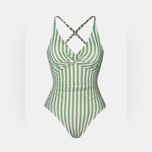 Cupshe Healing Space Plunge Twisted Stripes One Piece Swimsuit